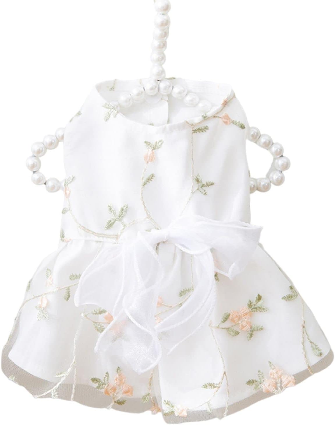 Princess Dog Dresses - Puppy Skirt with Lace & Embroidered Bowknot for Girl, Cat Apparel - Wedding, Birthday Party