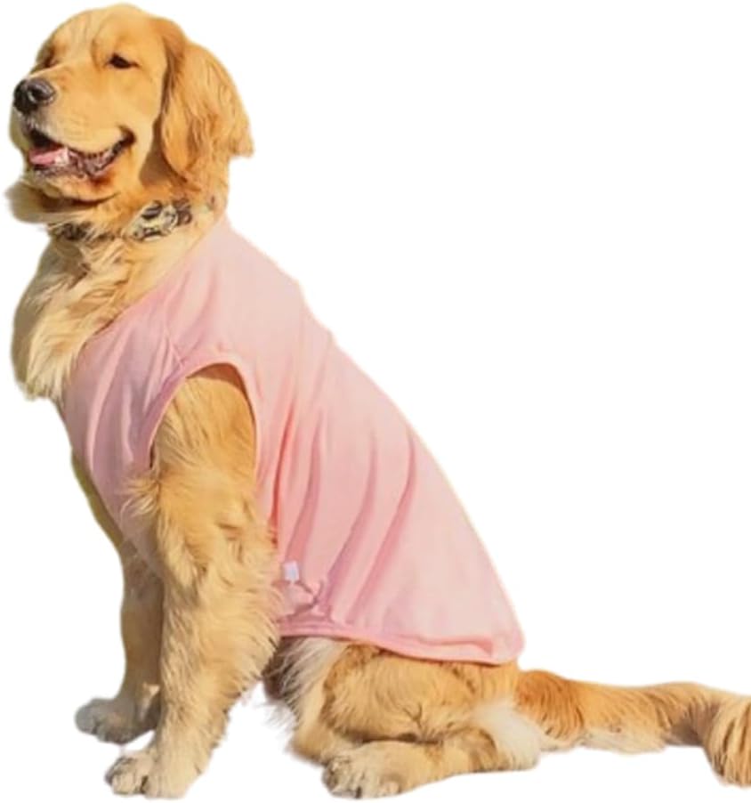 Pink XL Dog Shirt for Girl Boy Solid Cotton Dog T-Shirt Summer Basic Tank Top Breathbal Sleeveless Doggy Vest Cooling Pet Clothes for Large Breed 85-110 LB (Pink1, 8XL)