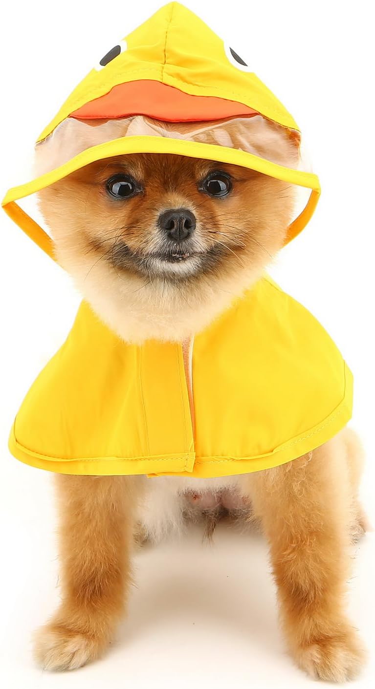 Cute Duck Dog Raincoat with Clear Hood and Harness Hole Adjustable Waterproof Rain Jacket for Small Medium Large Dogs Boy Girl Reflective Pet Poncho, Yellow, S - Image 2