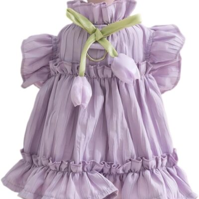 Adorable Ruffles Dog Dress with Bow Cute Pet Clothes for Small Medium Dogs Summer Pet Skirt Soft Breathable