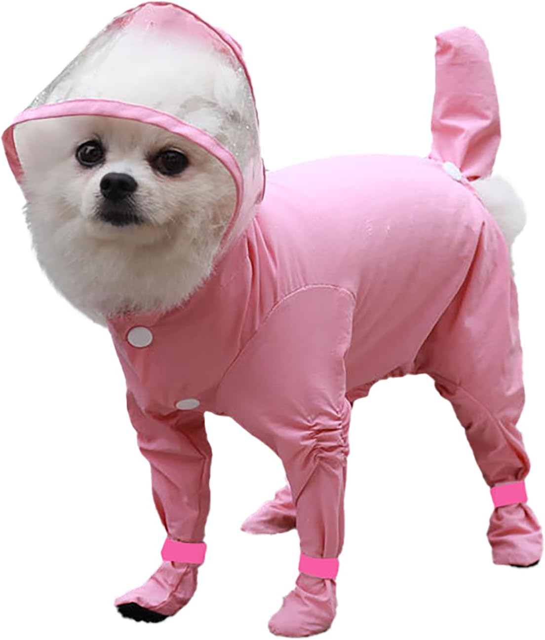Dog Raincoat with Hood, Waterproof Full-Coverage Reflective Rain Jacket Quick-Drying Rain Poncho and Shoes for Small Medium Large Dogs,Pink,XL