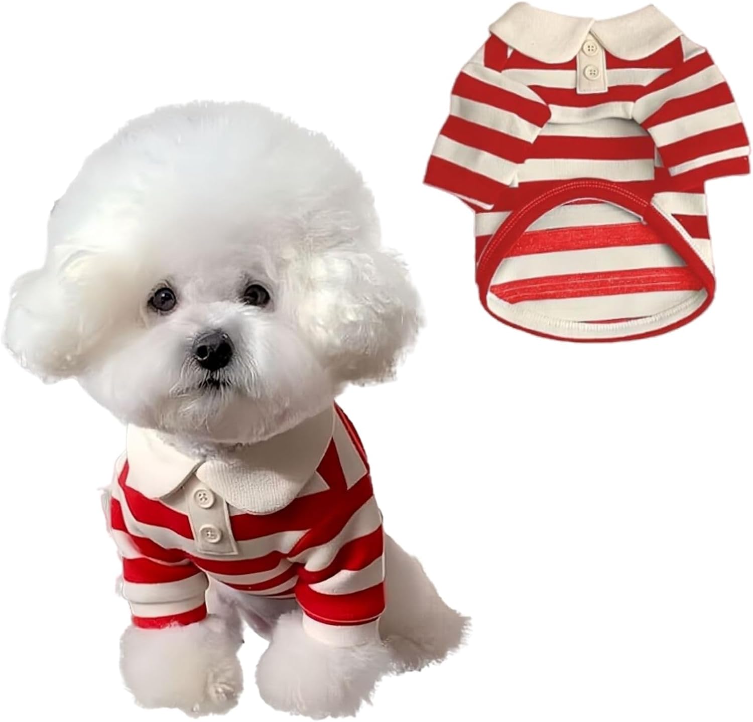 Dog Clothes, Designer Boy Polo Shirt for Small Medium Dogs, Soft Puppy Outfit, Breathable Male Yorkie Chihuahua Shih Tzu Poodle Kitten Cat T-Shirt, Birthday Gifts - Red, XS, Fit 1-3lbs