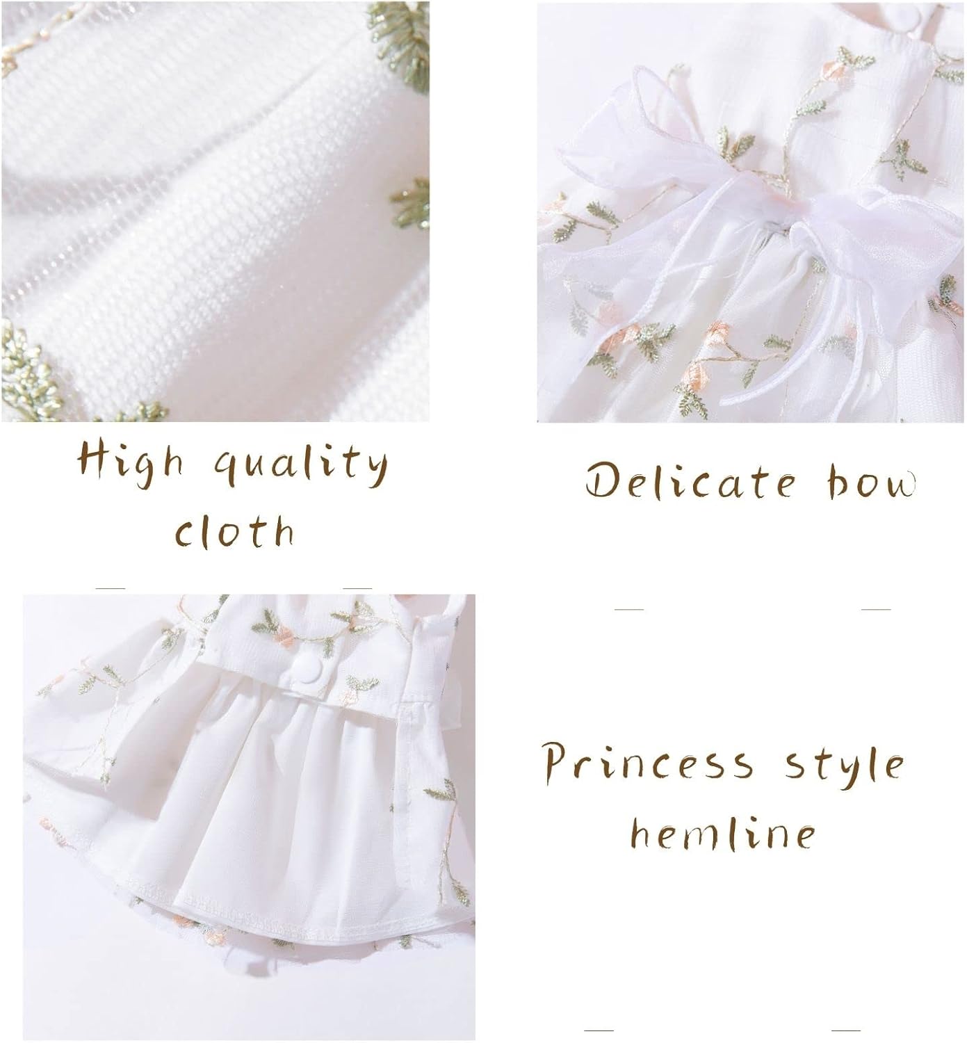 Princess Dog Dresses - Puppy Skirt with Lace & Embroidered Bowknot for Girl, Cat Apparel - Wedding, Birthday Party - Image 2