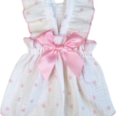 Heart Print Dog Cat Dress Bow Decor Cute Dog Dresses Puppy Tutu Skirt Chihuahua Teddy Pomeranian Dress Birthday Holiday Clothes for Cat Kittens Small Medium Large Dogs Pink XS