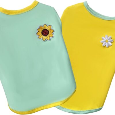 2PCS Flower Printed Summer Dog Shirts for Small Medium Pet t Shirt Girl Boy Clothes Soft Breathable