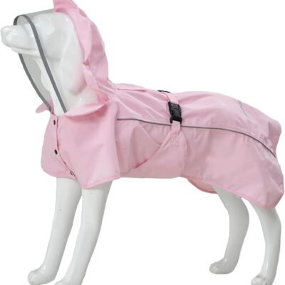 Dog Raincoat Waterproof Dog Rain Jacket with Cute Hood for Small Medium Large Dogs Puppy Poncho Reflective Adjustable (Pink, Small)
