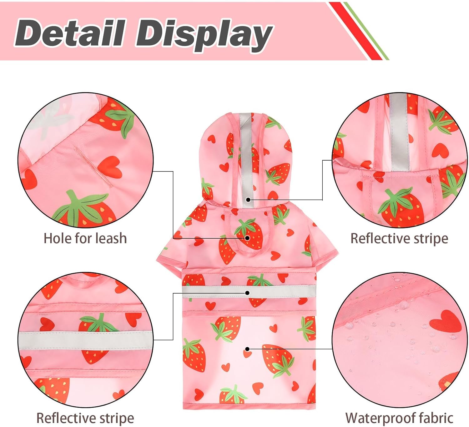 Dog Raincoat Hooded Slicker Poncho with Leash Hole, Dog Raincoat for Small Medium Dogs, Waterproof Pet Rain Jacket with Reflective Strip, Adjustable Breathable Puppy Rainwear - Image 2