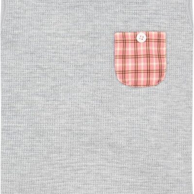 Waffle Dog Shirts for Small Dogs Soft Breathable T-Shirts Lightweight Sleeveless Pet Vest Stretchy Puppy Clothes with Pocket Decoration and Plaid Patchwork Design, Medium