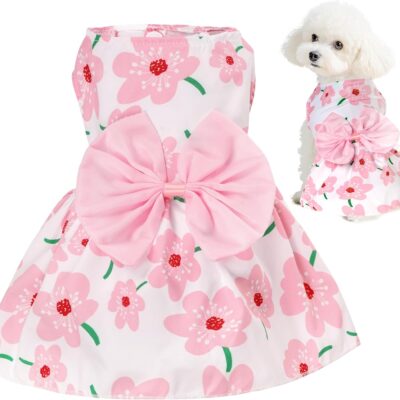 Floral Dog Dress Cute Dog Skirt Pet Dress Summer Pet Clothes for Puppy Small Cats,S
