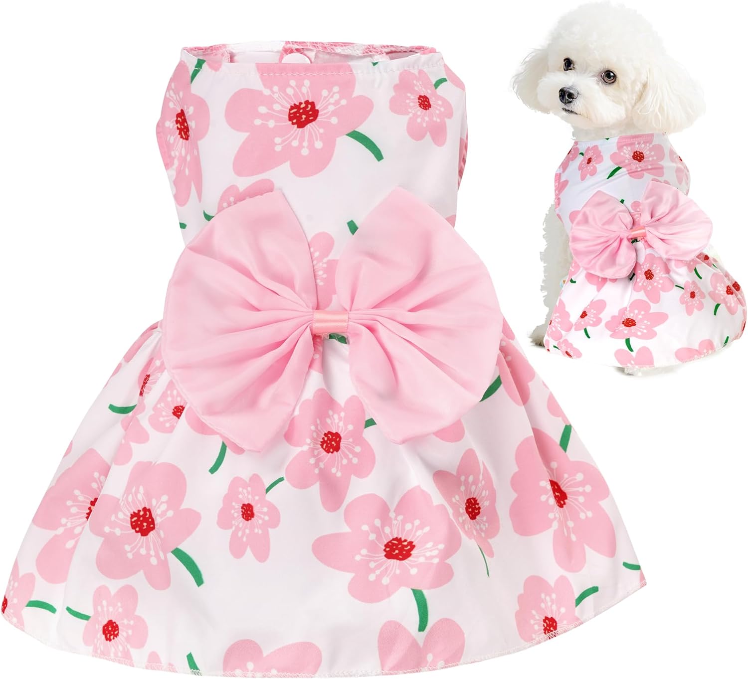 Floral Dog Dress Cute Dog Skirt Pet Dress Summer Pet Clothes for Puppy Small Cats,S