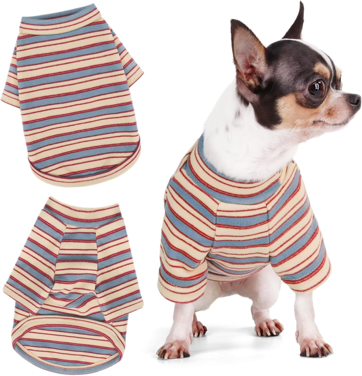 Stylish Striped Block Dog Shirt, Comfortable, Breathable, and Wrinkle-Resistant. Perfect Apparel for Small, Medium, & Large Dogs, a Must-Have for Pet Lovers XS - Image 2