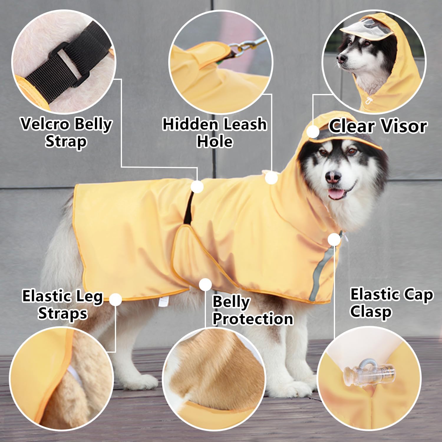 Dog Raincoat Hooded Slicker Poncho - Reflective Lightweight Pet Rain Jacket Coat,Dog Waterproof Raincoat with Adjustable Belly Strap for Small,Medium, Large Dogs - Image 2