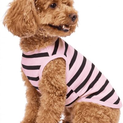 Pet Dog Striped T-Shirt Dogs French Bulldog Clothes Frenchie T Shirts for Medium Large Dogs