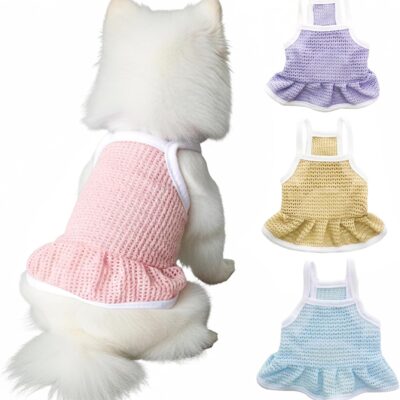 4 Pieces Dog Dress for Small Dogs Girl,Puppy Sleeveless Clothes Pet Pullover Vest Skirt,Cute Dress Pet Dog Shirt Breathable Outfits for Small Dogs Puppy Cats Girl Apparel (XS)