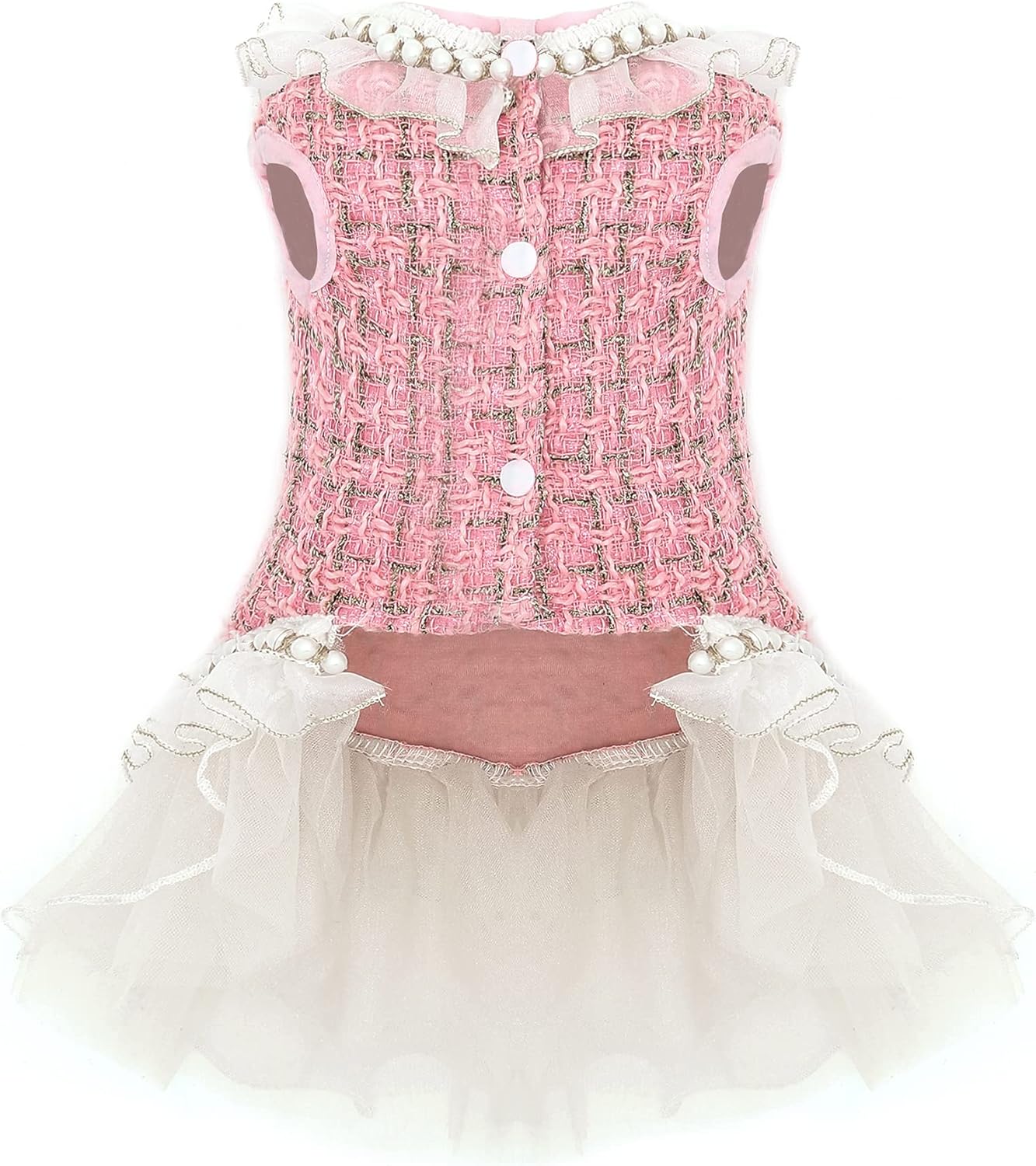 Luxury Pearl Dog Dresses, Lace Tulle Puppy Skirt for Small and Medium Girl Dogs Photography Christmas Halloween(Pink,Small) - Image 2