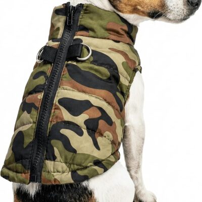 Dog Winter Jacket Camo Waterproof Coat Dog Camouflage Costume for Small Dogs, Small, Army Green