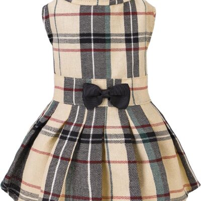 Classic Plaid Dog Dress Cute Puppy Clothes Outfit Medium