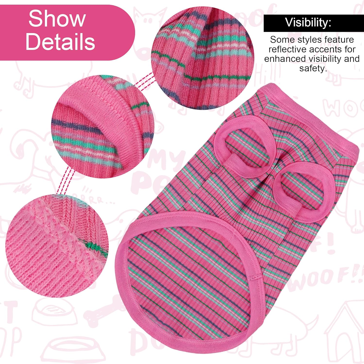 Elevate Your Pet's Comfort and Fashion: Premium 100% Cotton Rib Dog Shirt Vest for Small Breeds Like Chihuahuas, Yorkies, and Puppies .Year-Round Style with Tank-Style Puppy Attire Pink Small - Image 2