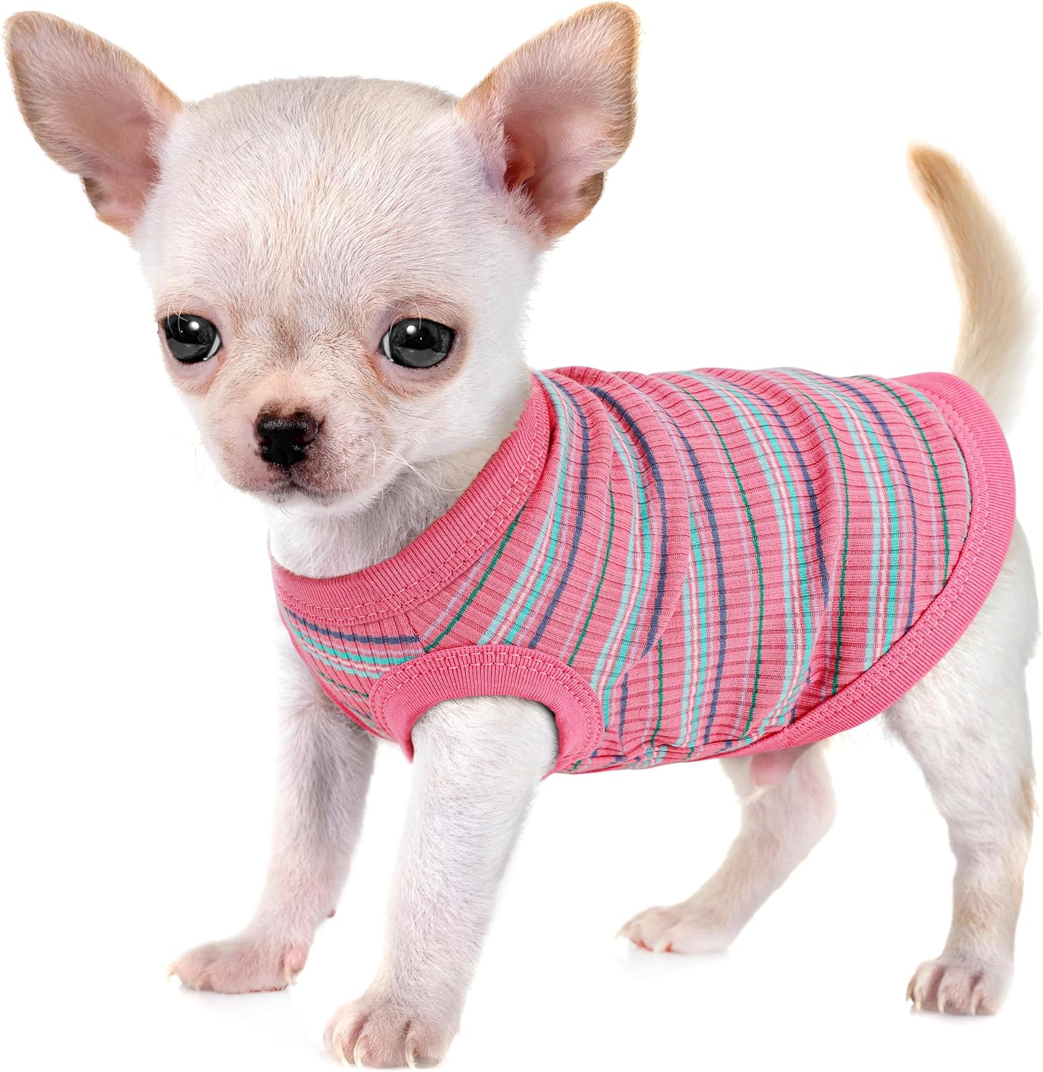 Elevate Your Pet's Comfort and Fashion: Premium 100% Cotton Rib Dog Shirt Vest for Small Breeds Like Chihuahuas, Yorkies, and Puppies .Year-Round Style with Tank-Style Puppy Attire Pink Small